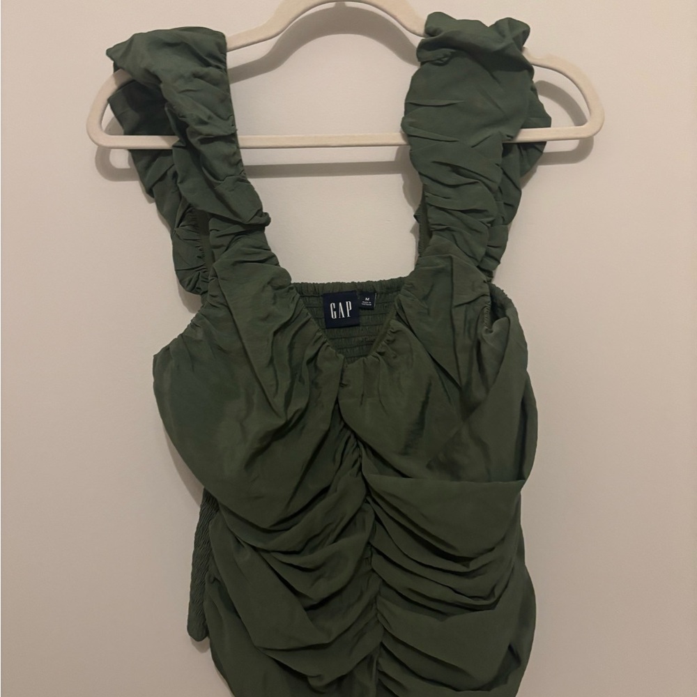 GAP Women's Olive Ruched Blouse